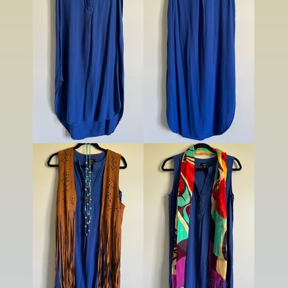 Sleeveless “Violet B” Blue Tunic Top with high low details. - Picture 12 of 12